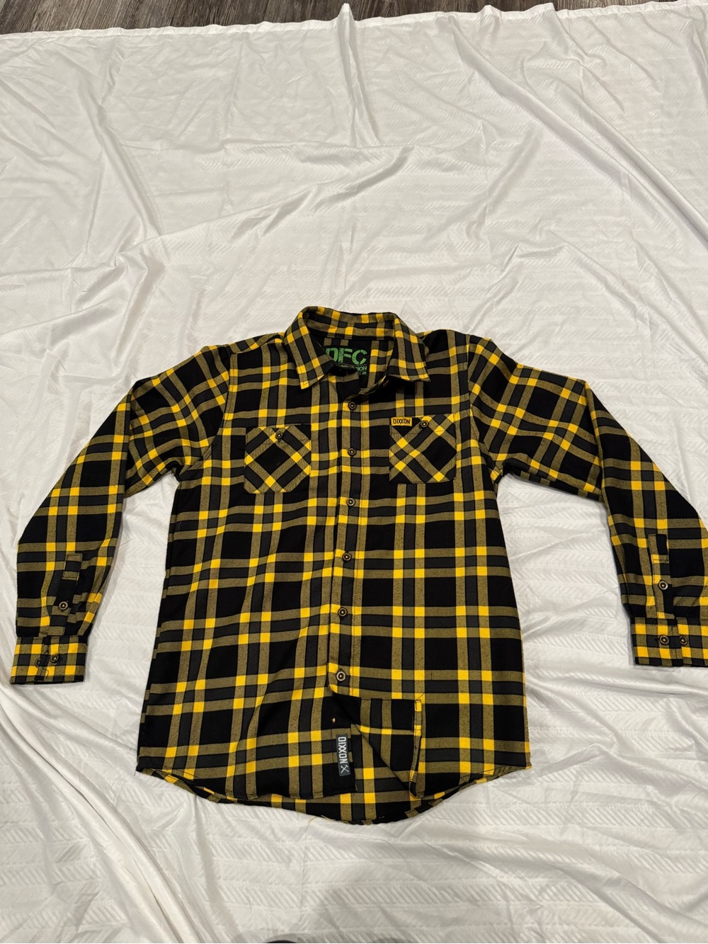 DIXXON Youth Large Yellow & Black Plaid Flannel Shirt